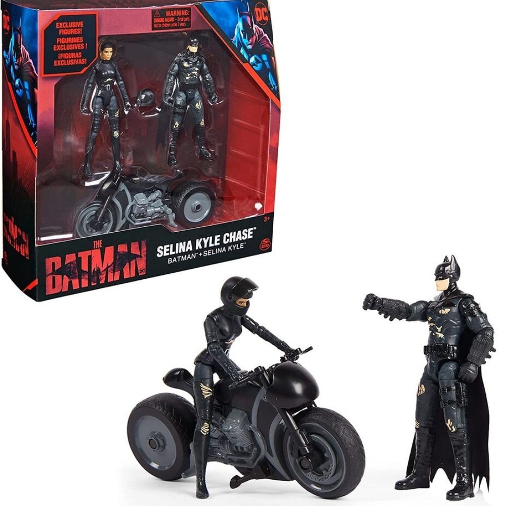 DC Comics Batman and Selina Kyle Chase Pack with 2 Figures and Motorcycle